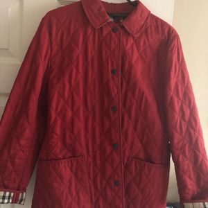 Burgundy quilted Burberry jacket size small